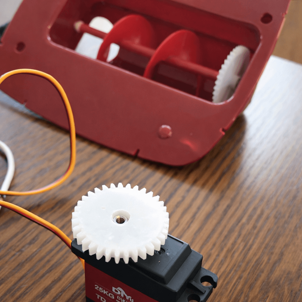 ChickenTender Snack Dispenser internals - auger and servo mechanism